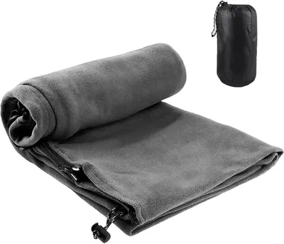 Image de Sac de couchage d'été en polaire, léger, de couleur grise, compact, idéal pour le camping