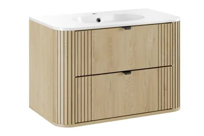 Produktbild von Badmöbel- Set Mit Einbauwaschbecken & Unterschrank 80 cm , Ovalia Cremona O BM406 - Cremona-Eiche