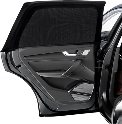 Produktbild von Sonnenschutzblenden für Babys und Kinder im Auto (2 Stück) – Dehnbar und atmungsaktiv, UV-Schutz, aus strapazierfähigem Material – Ideal für Fenster und Seitenscheiben – Passend für die meisten Fahrzeuge