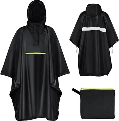 Produktbild von Famanu Regenponcho Wasserfest mit Kapuze - Wiederverwendbare Regenjacke für Erwachsene