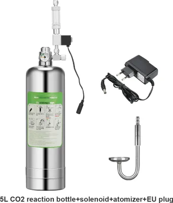Produktbild von 5L Aquarium CO2 Generator System Kit mit Magnetventil, 7cm Zerstäuber, Doppelaquarien CO2-Edelstahl-Zylinder-Generator-System