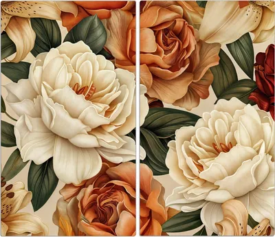 Produktbild von Spritzschutz Herdabdeckplatte Schneidebrett aus Glas Blumenpracht 2-Teilig (60x52cm)