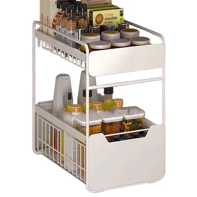 Produktbild von Unterschrank Organizer Küchenregal 2 Etagen, Metall Unterspüle Regal, Küchengewürzregal für Arbeitsplatte & Küchenschrank