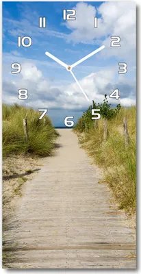 Produktbild von Wanduhr aus Glas – 30x60 cm - Glasbild - Glasuhr - Gehärtetes Glas -Weg zum Strand