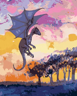 Produktbild von Zuty - Malen nach Zahlen - LILA DRACHE UND SONNENUNTERGANG, 40x50 cm, ohne Keilrahmen