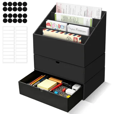 Image de Omgoods - Boîte de rangement avec 4 compartiments et 2 tiroirs coulissants