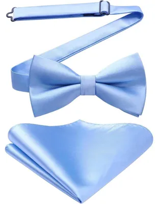 Produktbild von Fliegen-Set Herren mit Einstecktuch vorgebunden eisblau Polyester-Seide