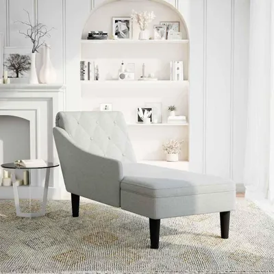 Produktbild von vidaXL Chaiselongue mit Kissen und Rechter Armlehne Wolkengrau Stoff