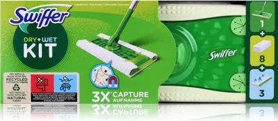 Produktbild von Swiffer Dry+Wet Kit Bodenwischer und Bodentücher Staubmagnet (1er Pack)