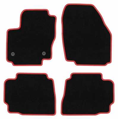 Productafbeelding van Velours automatten voor Ford Mondeo MK4 2012-2014 (liftback/sedan/stationwagen) – 4-delig, zwart/rood, op maat – Wielganizator CARLUX