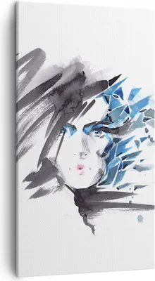 Produktbild von Bild auf Leinwand - Leinwandbild - Frau Gesicht Illustration Make-up - 45x80cm - Wand Bild - Wanddeko - Leinwanddruck - Bilder - Kunstdruck - Leinwand bilder - Wandkunst - PA45x80-3020