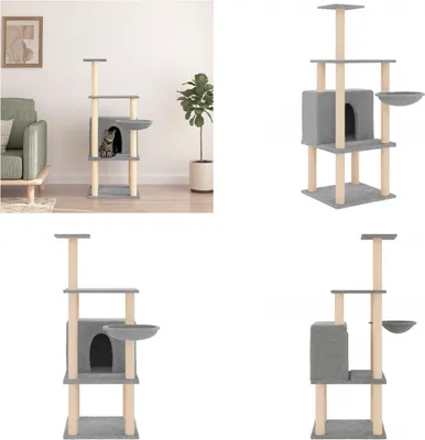 A collage of images showing a cat tree from different angles, with one image showing it in a living room setting.