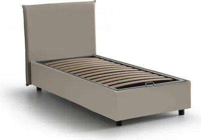 Produktbild von Einzelbett Dbae, Containerbett mit Kunstlederbezug, 100%  Italy, Frontöffnung, passend für Matratze Cm 90x190, Turteltaube
