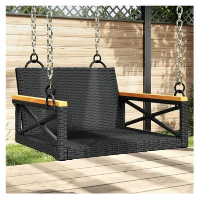 Produktbild von Hängesessel Schwarz 63x62x40 cm Poly Rattan, Hängestuhl für Garten und Balkon