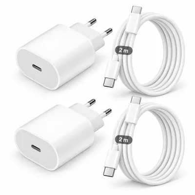 Produktbild von 2x iPhone USB-C Ladegerät 20W Schnellladegerät mit USB-C Kabel – USB-C Ladeset für iPhone 17 16 15 Pro Max Air Plus