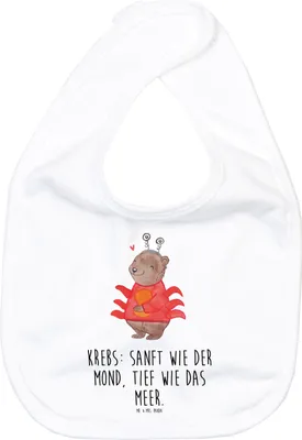 Produktbild von Mr. & Mrs. Panda Lätzchen Krebs Astrologie - Weiß - Geschenk, Sabber, Tierkreiszeichen, Sternzeichen, Geburtstagsgeschenk, Schlabberlatz, Für Babys, Sabberlätzchen