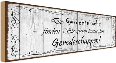 Produktbild von vianmo Holzschild 10x27 cm Gerüchteküche Geredeschuppen Dekoration