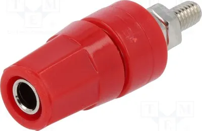 Zdjęcie produktu dla 1 sztuka gniazda 24A, 36 mm, złączki bananowe 4 mm, kolor: czerwony, powłoka: niklowana
