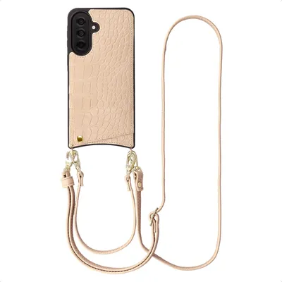 Productafbeelding van Selencia Nova Croco Telefoonhoes met Koord en Pashouder voor de Samsung Galaxy A37 (5G) - Beige