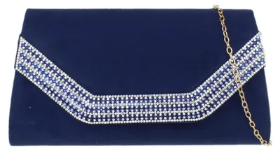 Immagine prodotto di Borse da donna, pochette con cornice in strass - colore blu navy