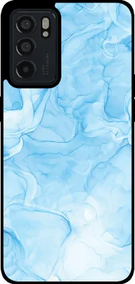 Image de Smartphonica Coque pour Oppo Reno6 5G avec marbre
  impression - Coque arrière en TPU design marbre - Bleu clair