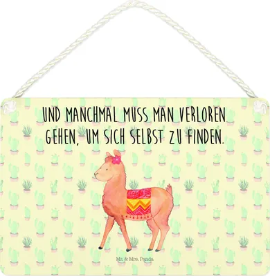 Produktbild von Mr. & Mrs. Panda Holzschild Alpaka Stolz DIN A4 - Kaktus Grün - Geschenk, Türschild, Deko Schild, holzbild, Wandbild Holz, Lama