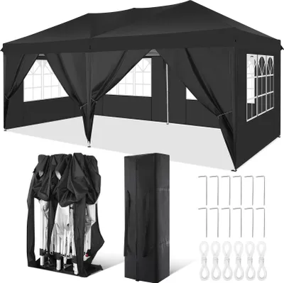 Image de Pavillon, matériau imperméable, réglable en hauteur, noir, 3x6M