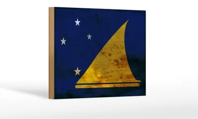 Produktbild von Holzschild Flagge Tokelau 18x12 cm Flag of Tokelau Rost Dekoration