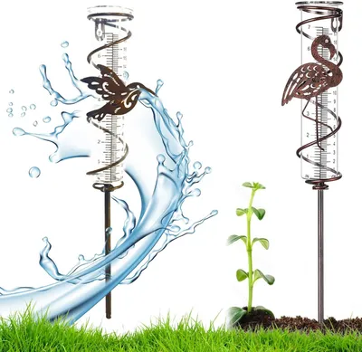 Imagen del producto de Medidor de lluvia "Metalbird", de vidrio, con escala, para jardín, césped y terraza