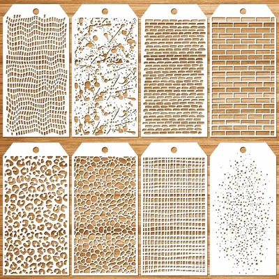 Imagen del producto de Juego de plantillas con estampado de leopardo, 8 unidades, 12x23 cm, para proyectos de manualidades