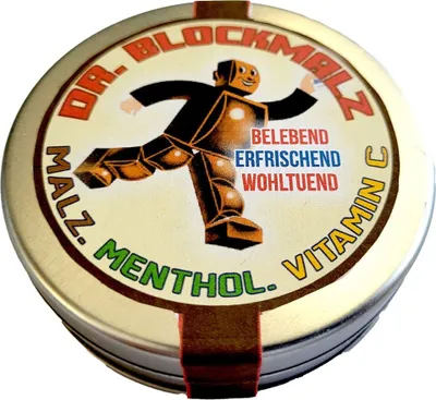 Produktbild von Edel Kirsteins Dr. Blockmalz Dose aus Malz Menthol und Vitamin C 65g