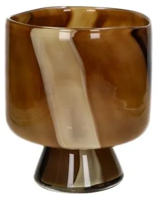 Productafbeelding van Pomax Camou vaas en windlicht van glas, kleur camel, diameter 17,5 cm, hoogte 21,5 cm