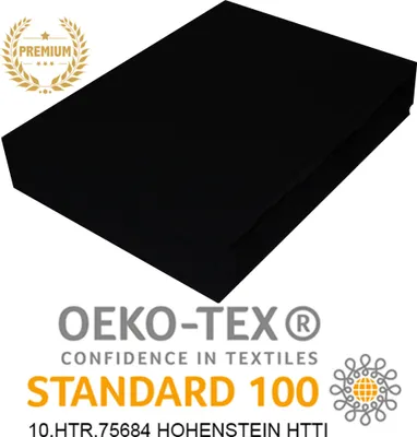 A black fitted sheet is shown from a slightly elevated angle on a white background.