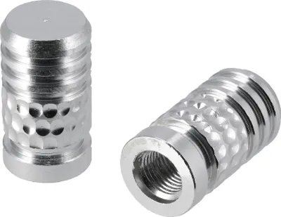 Produktbild von Set: 2x Ventilkappe "Aero", Silber eloxiert