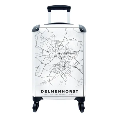 Produktbild von MuchoWow® Koffer Handgepäck Trolley Rollkoffer Kleine Reisekoffer mit 4 Rollen - Karte - Delmenhorst - Stadtplan - Cabin Size < 55x40x23 cm & 55x40x20 cm - Fotokoffer - Kabinenkoffer - Boardgepäck - Reise-Box - Reisekoffer - Reisegepäck - Koffer mit Bild - Trolley für Kinder