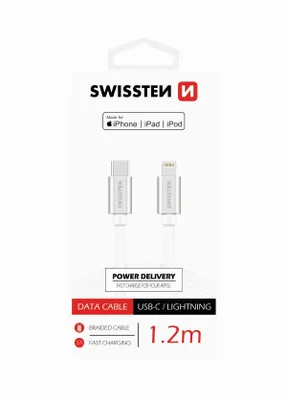 Produktbild von Swissten - Textilkabel USB-C - Lightning (1,2m-Silber)