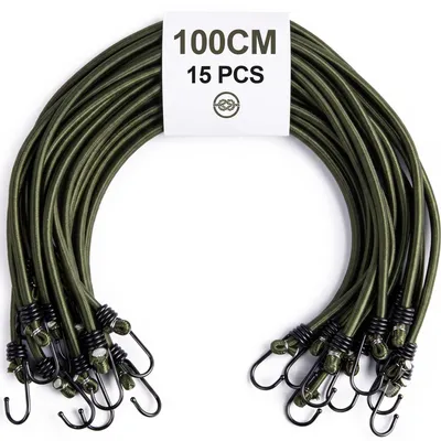Productafbeelding van Set van 15 spanbanden met haken, 100 cm