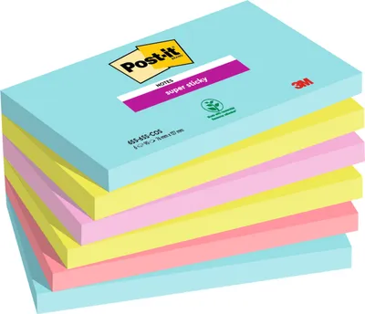 Produktbild von Post-it® Super Sticky Notes Haftnotizen - Cosmic Collection - 76 mm x 127 mm - 90 Blatt/Block - 6 Stück