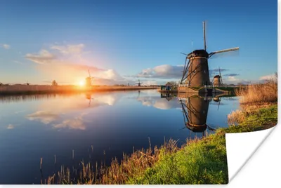 Produktbild von MuchoWow® Poster Windmühle - Wasser - Sonne 180x120 cm - Fotoplakat