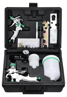 Imagen del producto de Juego de pistolas de pulverización HVLP: 2 pistolas con boquillas de 0,8 mm y 1,4 mm