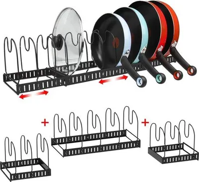 Produktbild von Famanu Küchenorganizer Erweiterbar - Pannenhalter schwarz