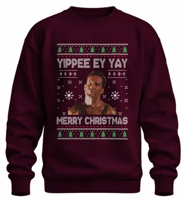Imagen del producto de "¡Yippee Ey Yay, Feliz Navidad!" - Suéter navideño feo, regalo de Navidad, uni, color burdeos, talla XL