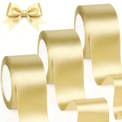 Produktbild von Satinband Set - 3 Rollen à 5 cm x 22 m - Schleifenband für Geschenkverpackung und Dekoration - Gold