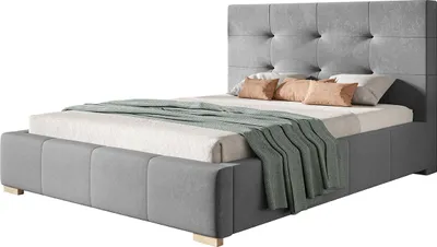 Produktbild von Polsterbett Oslo mit Kopfteil, 160x200 cm, Doppelbett mit Bettkasten und Lattenrost aus Holz, Velourstoff, Farbe: Grau