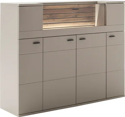 Produktbild von Highboard 150 cm in grau mit Eiche inkl. Beleuchtung LIEZEN-05