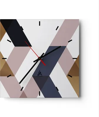 Produktbild von Wanduhr - Quadrat - Glasuhr - Abstraktion Muster Diamant - 40x40cm - Schleichendes Uhrwerk - Lautlos - zum Aufhängen bereit - Dekoration Modern - Wanddekoration aus Glas - C3AC40x40-4311