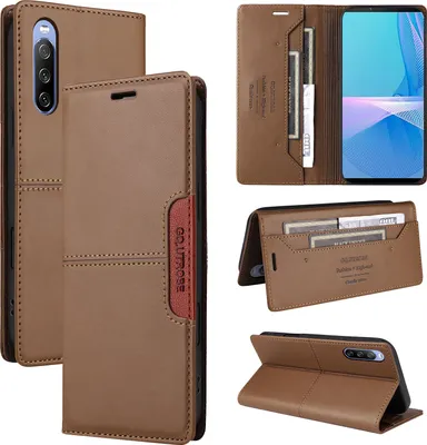Produktbild von Handyhülle für Sony Xperia 10 III Hülle, Leder Flip Wallet Kartenfach Stand Schutzhülle Braun