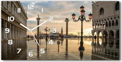 Produktbild von Wanduhr aus Glas – 60x30 cm - Glasbild - Glasuhr - Gehärtetes Glas - weisse-zeiger - Venedig, Italien