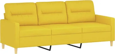 Imagen del producto de vidaXL Sofá de 3 plazas, color amarillo claro, 180 cm, tapizado en tela