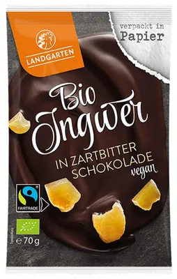 Produktbild von Landgarten Ingwer in Zartbitter-Schokolade 70g